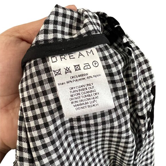 Dream Sister Jane Black White Gingham Flocked Florals Maxi Tiered Dress Size XS - Picture 7 of 9